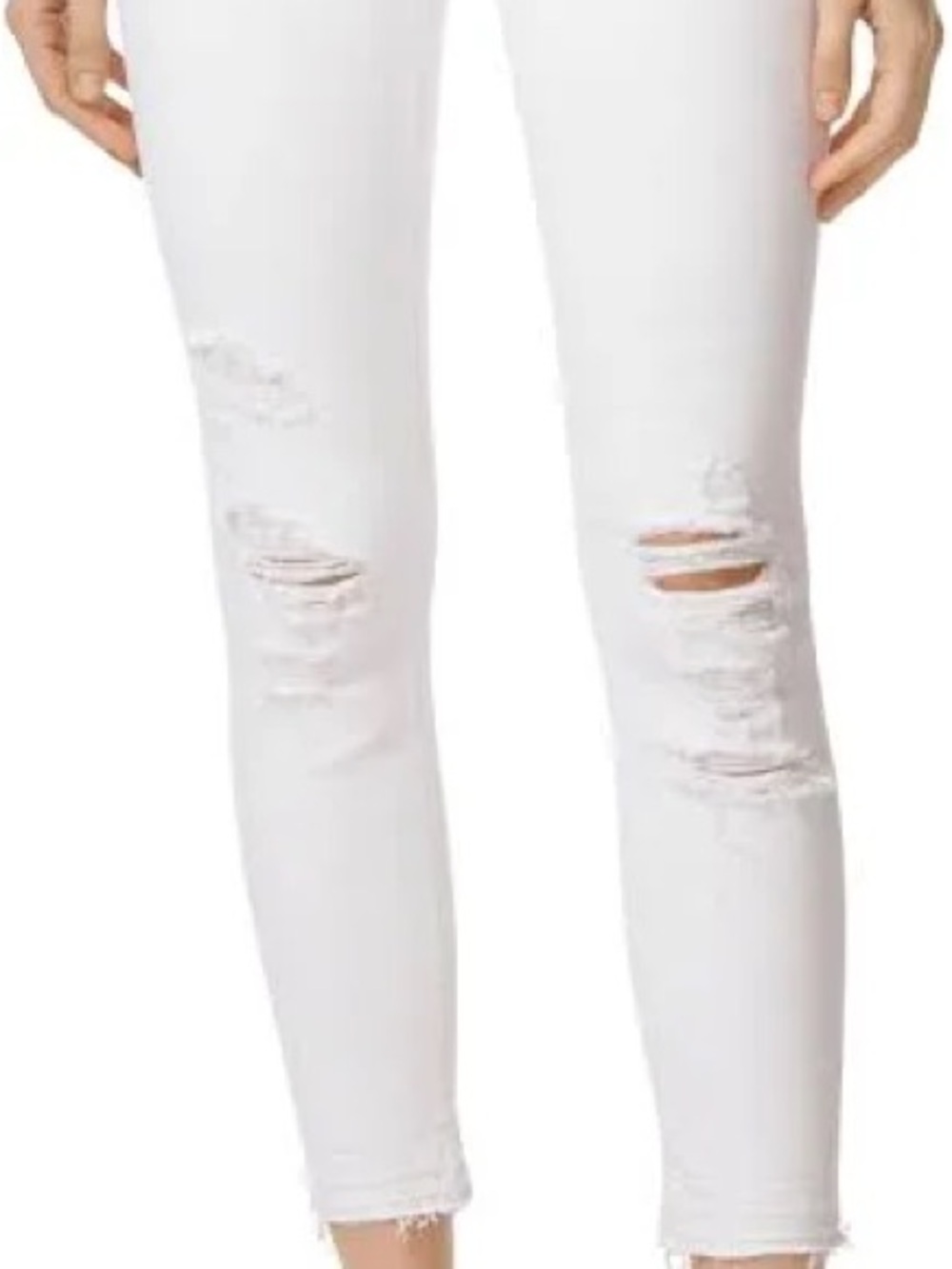 J Brand “High Rise Crop” Cream Distressed Skinny Jeans Size 26